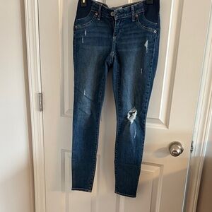 GAP Dark Blue Distressed Skinny Jeans maternity